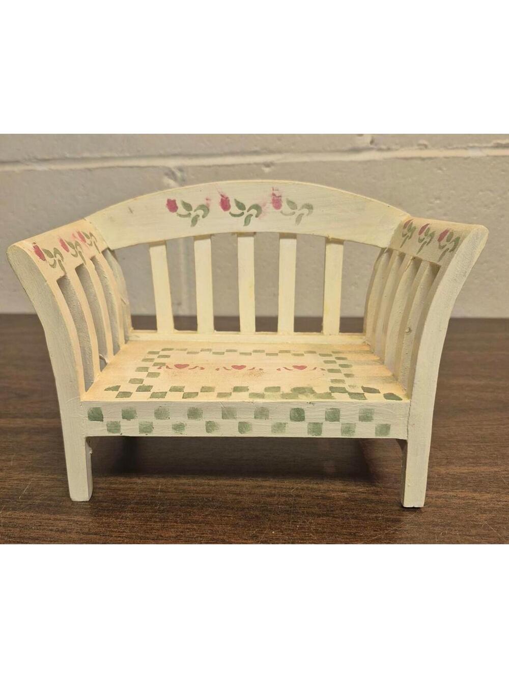 Hand Painted Wooden Dollhouse Sofa